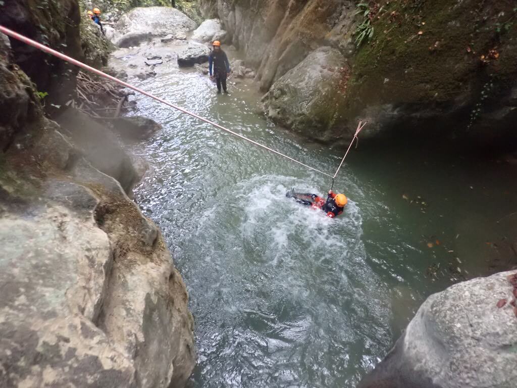 Zipline in Versoud Canyon in Vercors